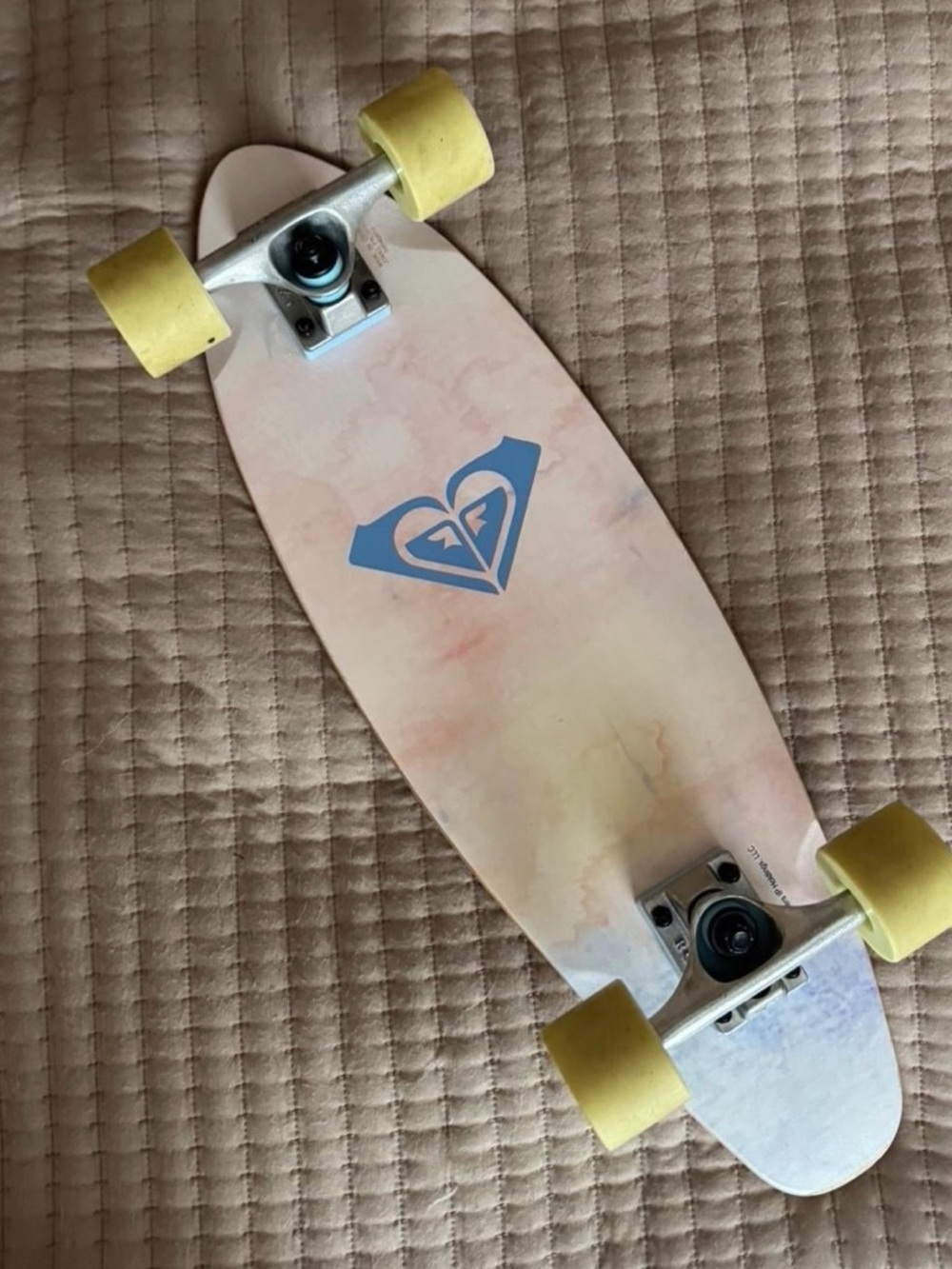 Roxy Pink Mini Cruiser Skateboard with Yellow Wheels